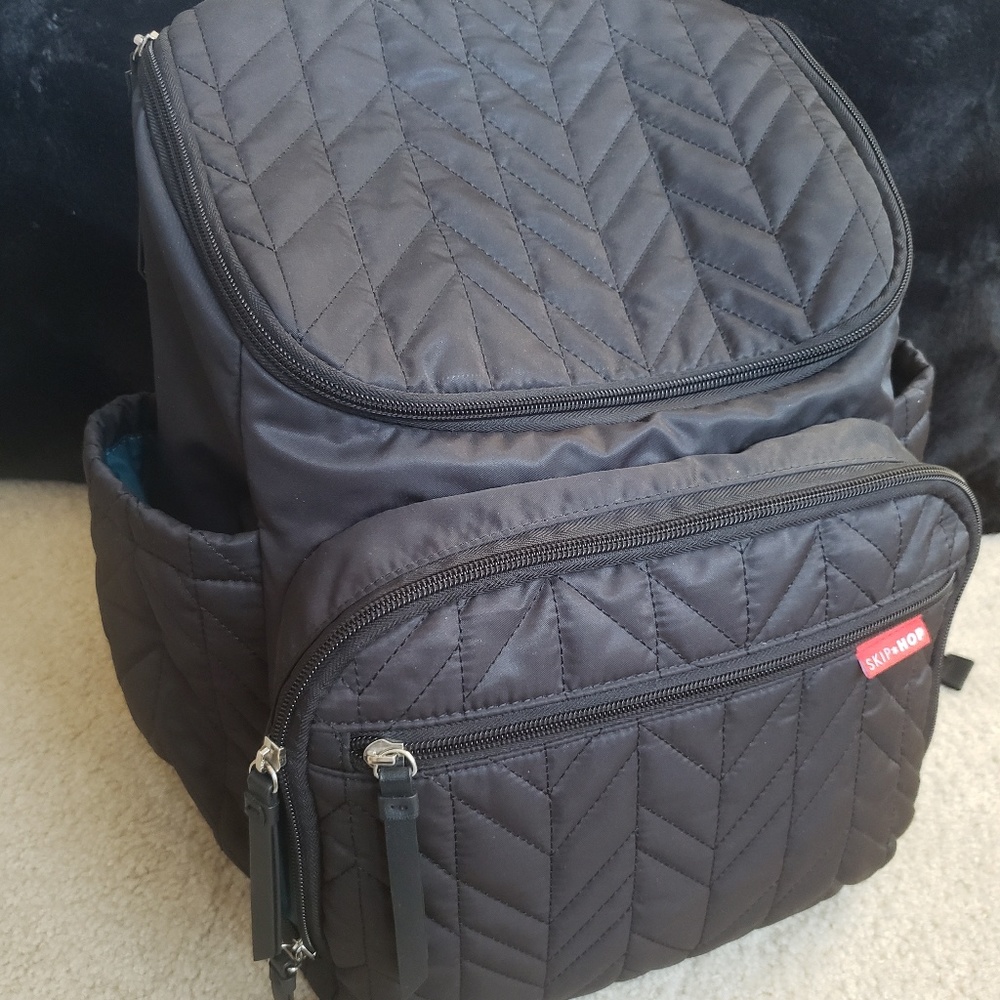 Skip Hop Black Quilted Backpack Diaper Bag